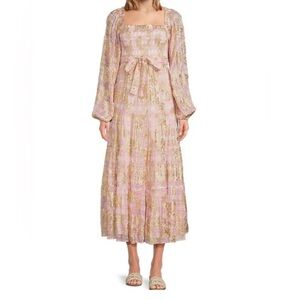 A loves A - Smocked Metallic Midi Dress